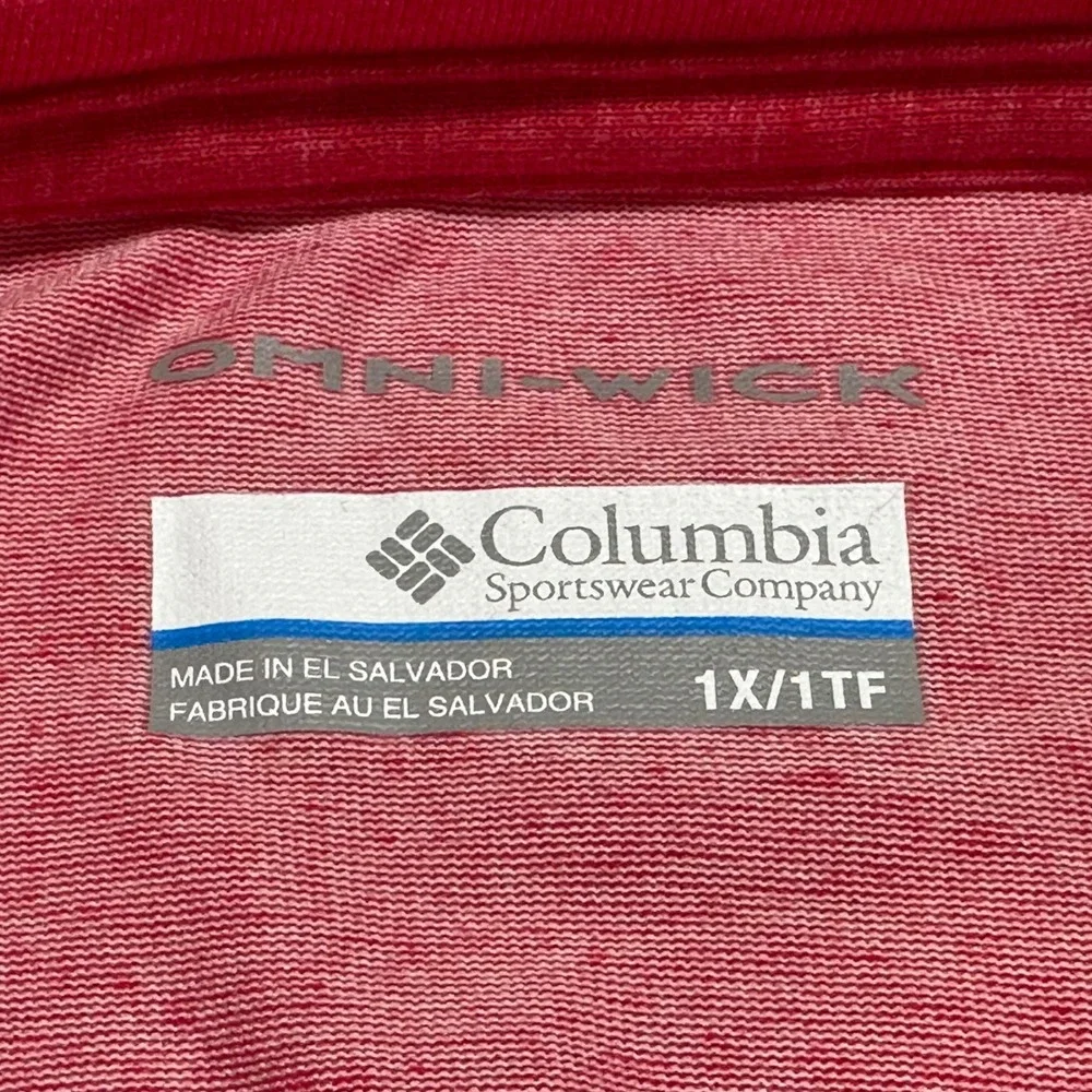 Columbia Mens Thistletown Park Crew‎ T-Shirt Red Heather Omni-Wick size 1X NEW